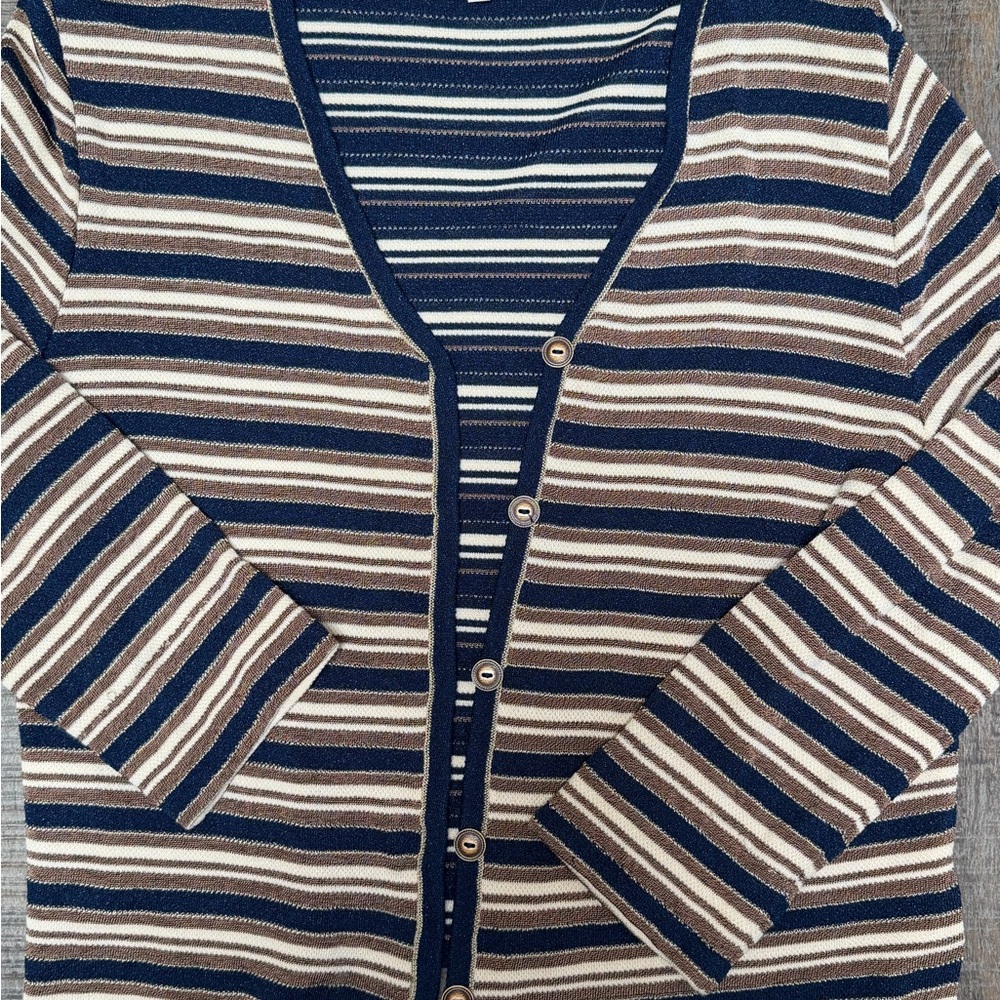 St. John Sport Knit Cardigan Striped Made in USA